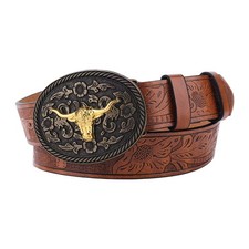 Kids Western Belt, Brown Retro Adjustable PU Leather Youth Cowgirl Toddler Bo...