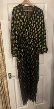 Mint Velvet black gold pattern sheer holiday evening dress UK L RRP £189