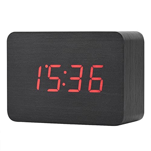 Gentle LED Lights Powered by 3 AAA Batteries Wooden Clock Alarm Clock Alarm