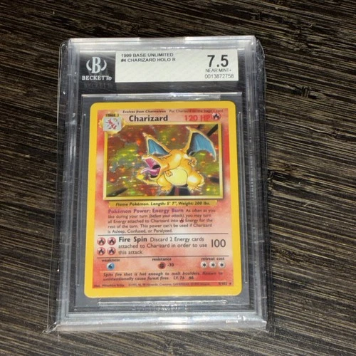 1999 Base Unlimited Set Holo Charizard BGS grade 7.5 Near Mint+ EASY PSA 8!!