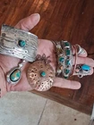 Vintage NAVAJO 925 TurquoiseUS! Belt Buckle bracelets Mexico Ring Necklace Lot