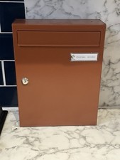 Brown Outdoor Mail Post Letter Box Wall Mounted External, Lockable