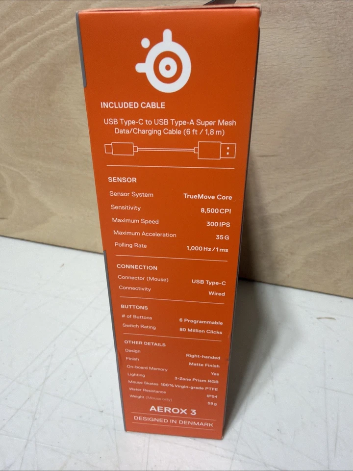 Steelseries Aerox 3 Ultra Lightweight 59g USB-C RGB Gaming Mouse White New - Image 4 of 4