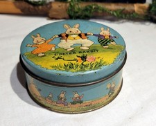 Vintage Peter Rabbit Tin Tindeco With Lid Bunny Graphics Easter Decor