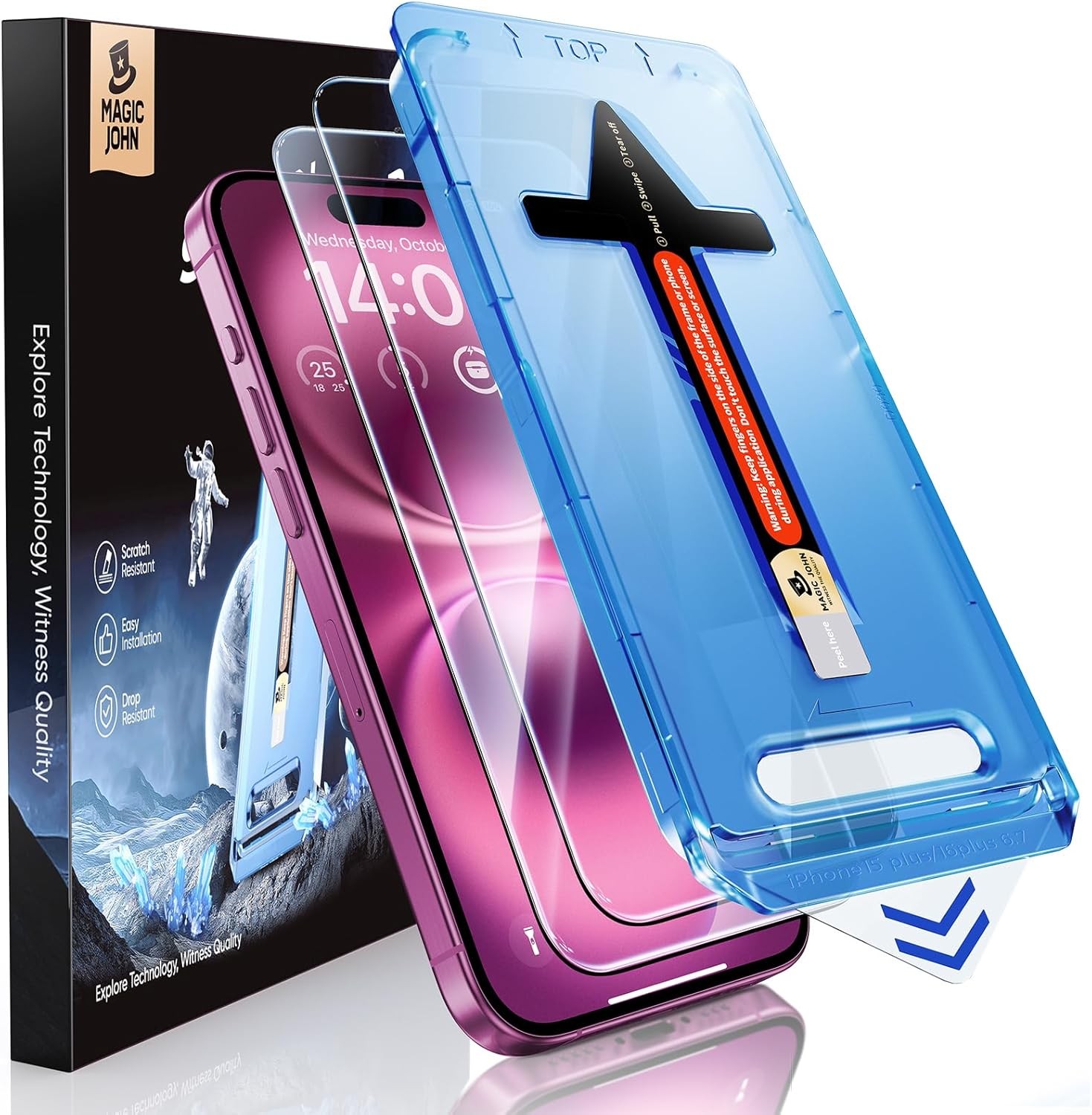 MAGIC JOHN Tempered Glass Screen Protector For iPhone 17 16 15 14 13 12 11ProMax
