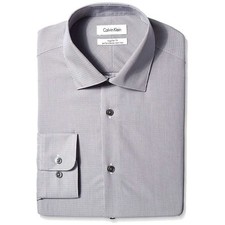 Calvin Klein Men New Regular Fit Non Iron Striped Dress Shirt