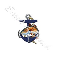 Decal Vinyl Sticker SC Anchor and Red Drum Made in USA