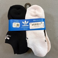 Adidas Originals Youth No Show Socks 6 Pair Black White Size L 5Y-7Y CH7710