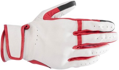 Alpinestars Dyno Lederhandschuhe - Ecru/Rubinrot Motorrad Motorbike