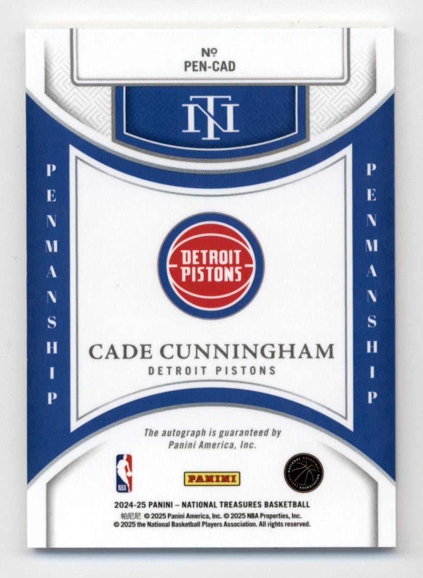 2024-25 Panini National Treasures Cade Cunningham Penmanship On-Card Auto #10/25 view 2