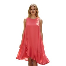Eliza J Petite Hot Pink Chiffon Dress Asymmetrical Hem Sleeveless Party Dress 12
