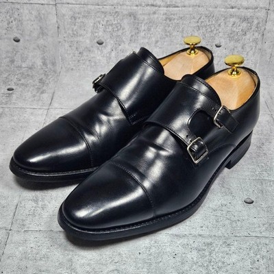 Berwick Men s Double Monk Strap Shoes Black Leather 25.5cm Pre-Owned