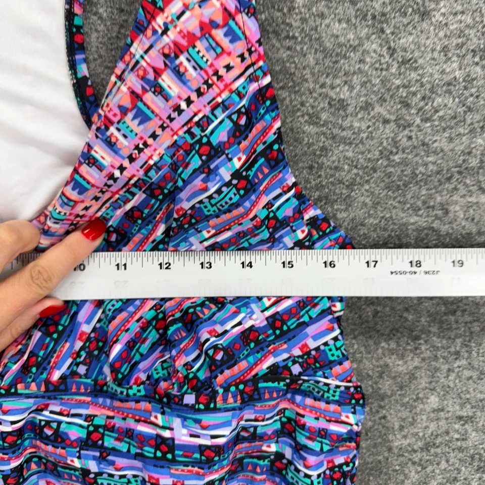 Ava & Viv Tankini Top Women 18W Plus Blue Striped V-Neck Push Up Racerback Lined - Image 3 of 4