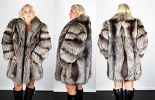 Silver Fox Fur Jacket Size Large L 10 12 F896