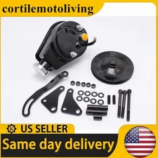For SBC BBC Chevy Black Saginaw Power Steering Pump with Single Groove Pulley US