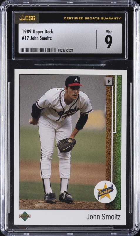1989 UPPER DECK #17 JOHN SMOLTZ ROOKIE RC CSG 9