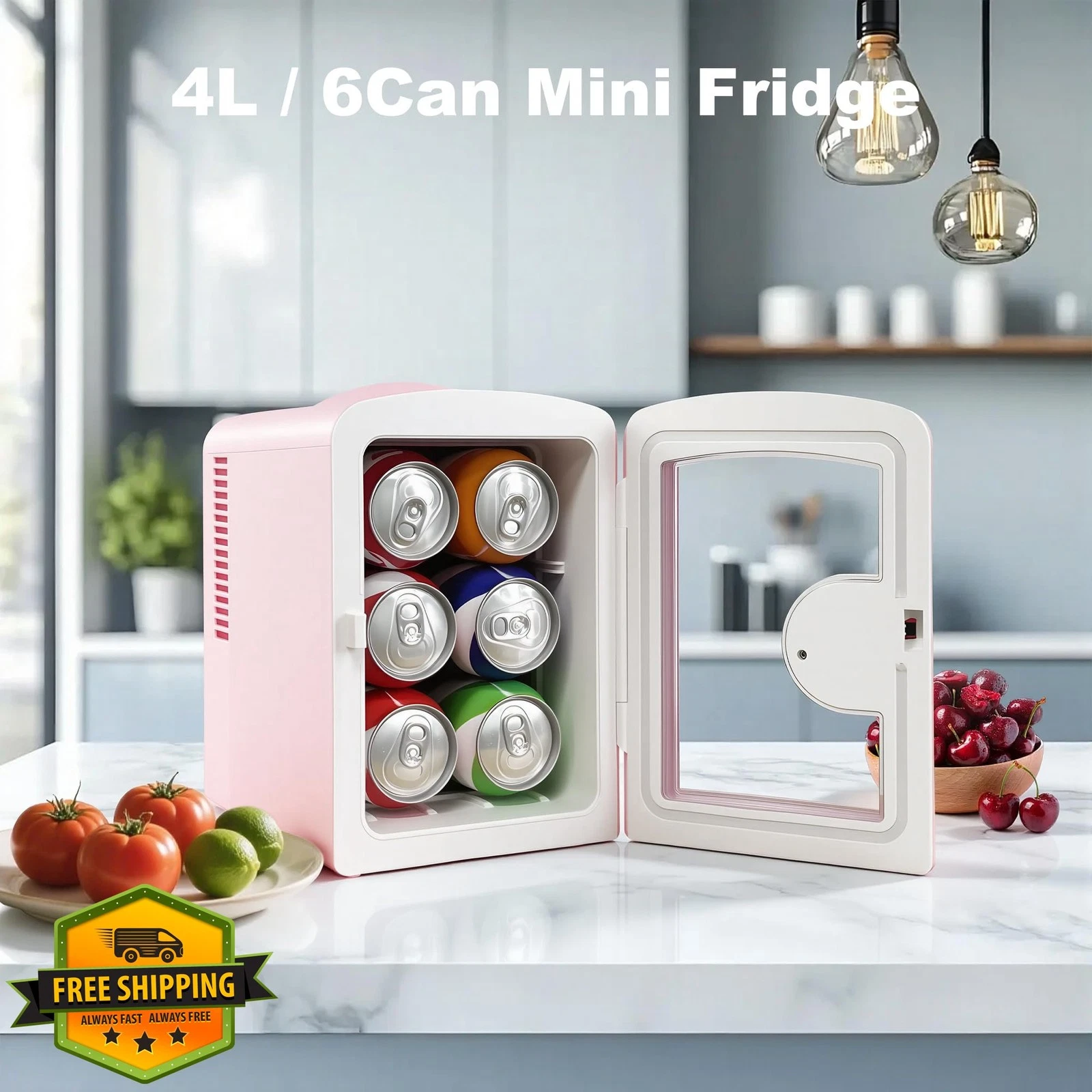 Iceblue Mini Fridge 4L Skincare Makeup Beauty Beverages Pink