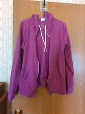 Ladies Full Zip Light Weight Hoodie XL 16-18 Purple Long Sleeve 19" From Pit