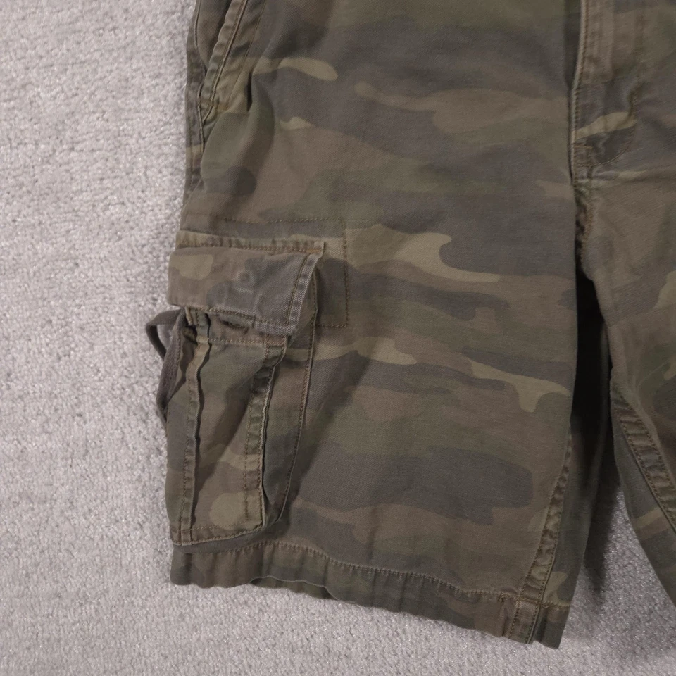 Pantalones Cortos Glory Desteñidos Para Hombres 30 Verde Camuflaje Carga 100% Algodón Bolsillos Informales Utilidad Foto 3 de 4