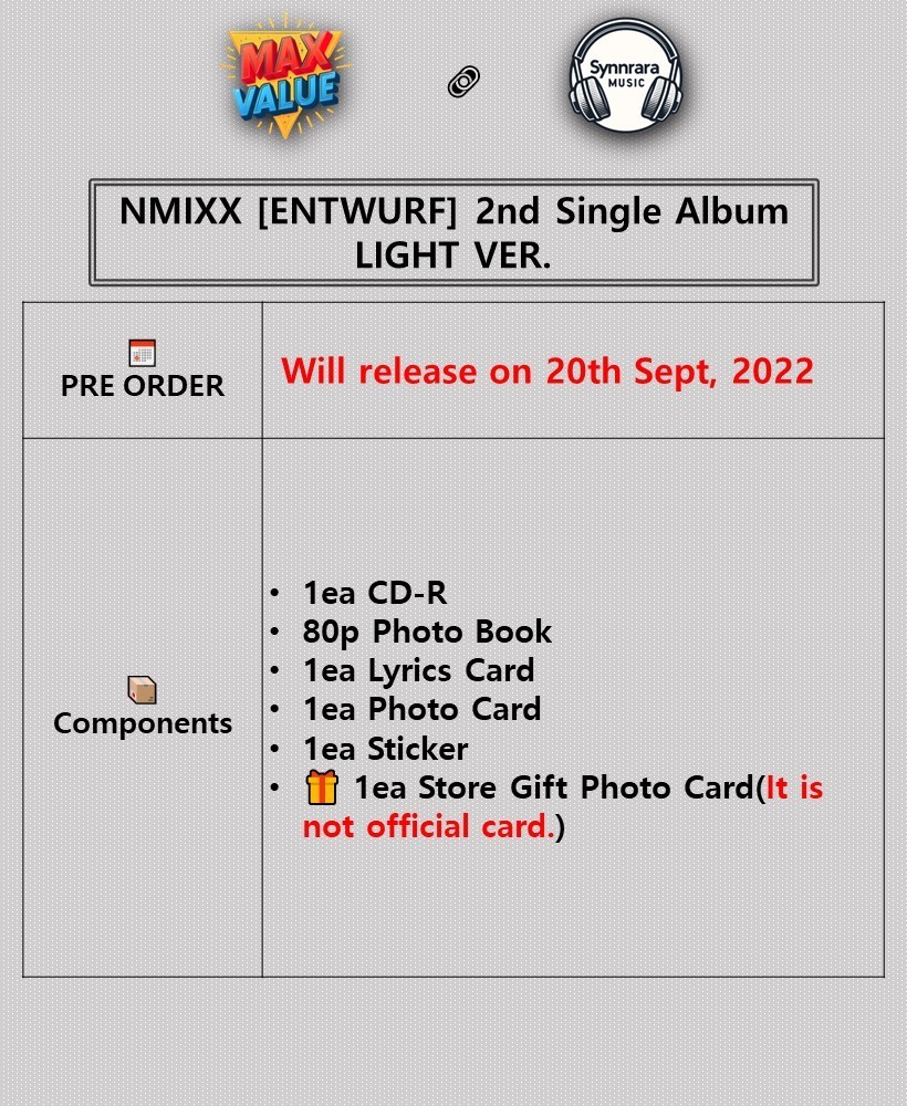 NMIXX [ENTWURF] 2nd Single Album LIGHT Ver/CD+Photo Book+2 Card+