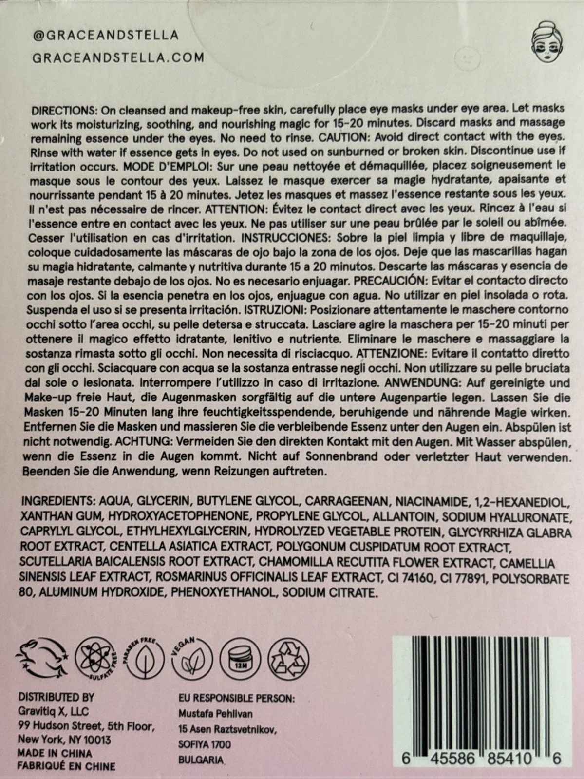 Grace & Stella  Hydrating And Soothing Eye Mask  24 Pairs FREE SHIPPING