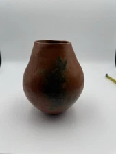 Signed Mata Ortiz Pottery Vase Hand Coiled Burnished Clay 6.5’’Fire Cloud Design