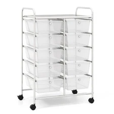 10-Drawer Storage Cart Utility Rolling Trolley Kitchen Organizer Clear