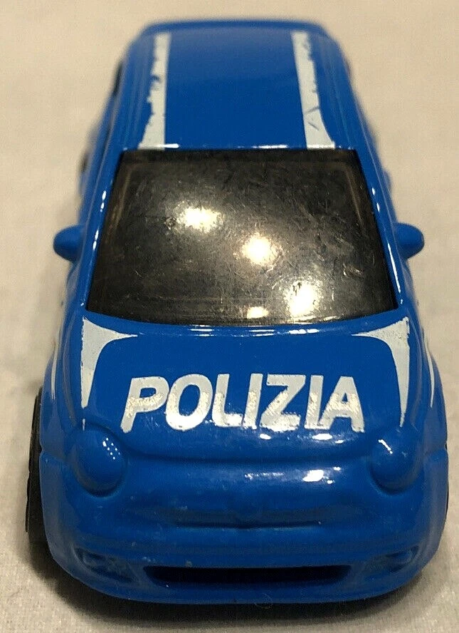 Coche Mattel Hot Wheels 2015 HW City azul Fiat 500 "POLIZIA" ~ SIN ventanas delanteras Foto 2 de 4