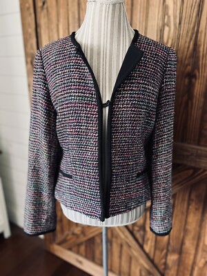 Donna Morgan Women's Multicolor Tweed Lined L/S Jacket Blazer Sz 12 (V1)