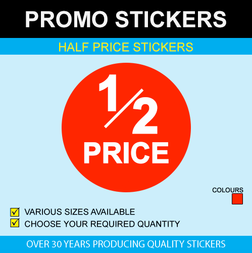 Half Price Stickers - Available In 6 Sizes