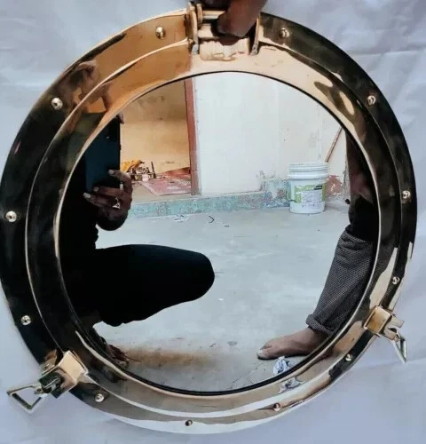 Antiguo Acabado de Latón-Grande 24" Ojo de Buey Cabina Náutica Decoración de Pared Espejo de Ojo de Buey Foto 2 de 4
