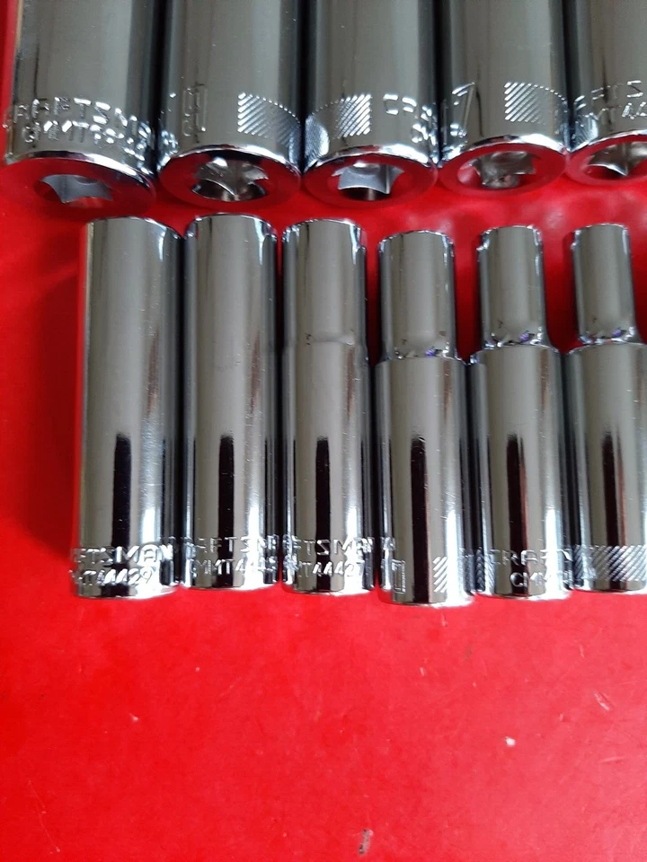 NEW Craftsman Tools 15 Piece Deep 3/8" METRIC MM 6 Point Socket Set 6-19mm +21mm - Image 3 of 4