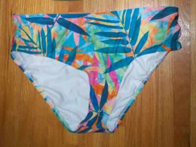 NWOT Athena Green Multicolor Floral Swim Bottom, Size 16
