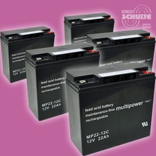 Batterien Akku Satz für Dreirad-Roller LuXXon E3800 - 5 Stck 12V 22Ah statt 20Ah