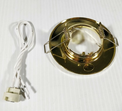 10 x Polished Brass Fixed Downlight Fittings 12V MR16 Low Voltage GOLD - Picture 4 of 6