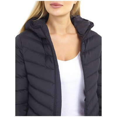 WOMENS PADDED PUFFER JACKET HOODED WINTER WARM POCKETS CASUAL PLAIN PARKA COAT