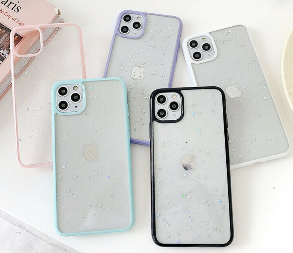 Transparent Glitter Case For iPhone 14 13 12 11 Pro Max 7 8 XR Clear Phone  Cover | eBay