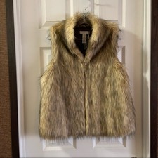 Nwt Kenar Women's Tan/brown Faux Fur Sleeveless Vest Size Large