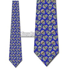 Sugar Skull Repeat Royal Blue Ties Day of the Dead Tie Men's Halloween Ties