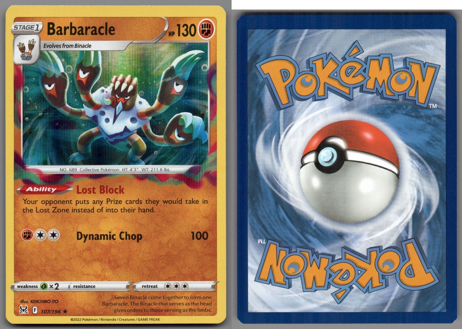 2022 Pokemon, Lost Origin, #107/196 Barbaracle, Holo Rare | eBay
