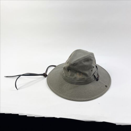 Jhats Horseshoe Embroidery Green Safari Bush Fisher Hat with Strap - Picture 2 of 10