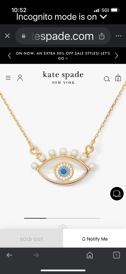 Kate Spade ~ AGOTADO ~ Collar Mal de Ojo ~ Talismán Protector ~ 16” con 3” de Extensión Foto 4 de 4