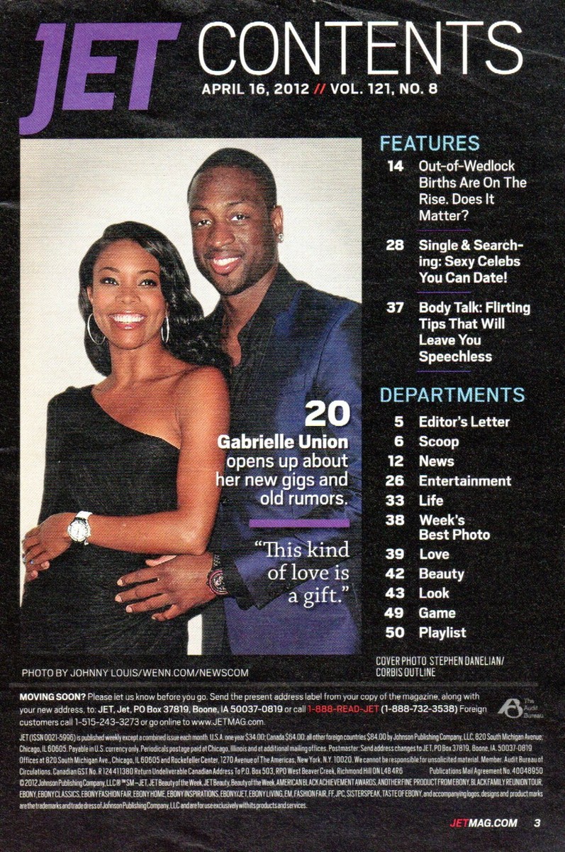 JET Magazine April 16 2012 Gabrielle Union 10 Sexiest Single