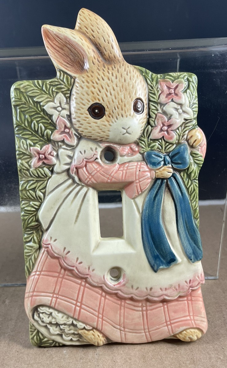 Vintage Rabbit Bunny Girl San Francisco Ceramic Light Switch Cover