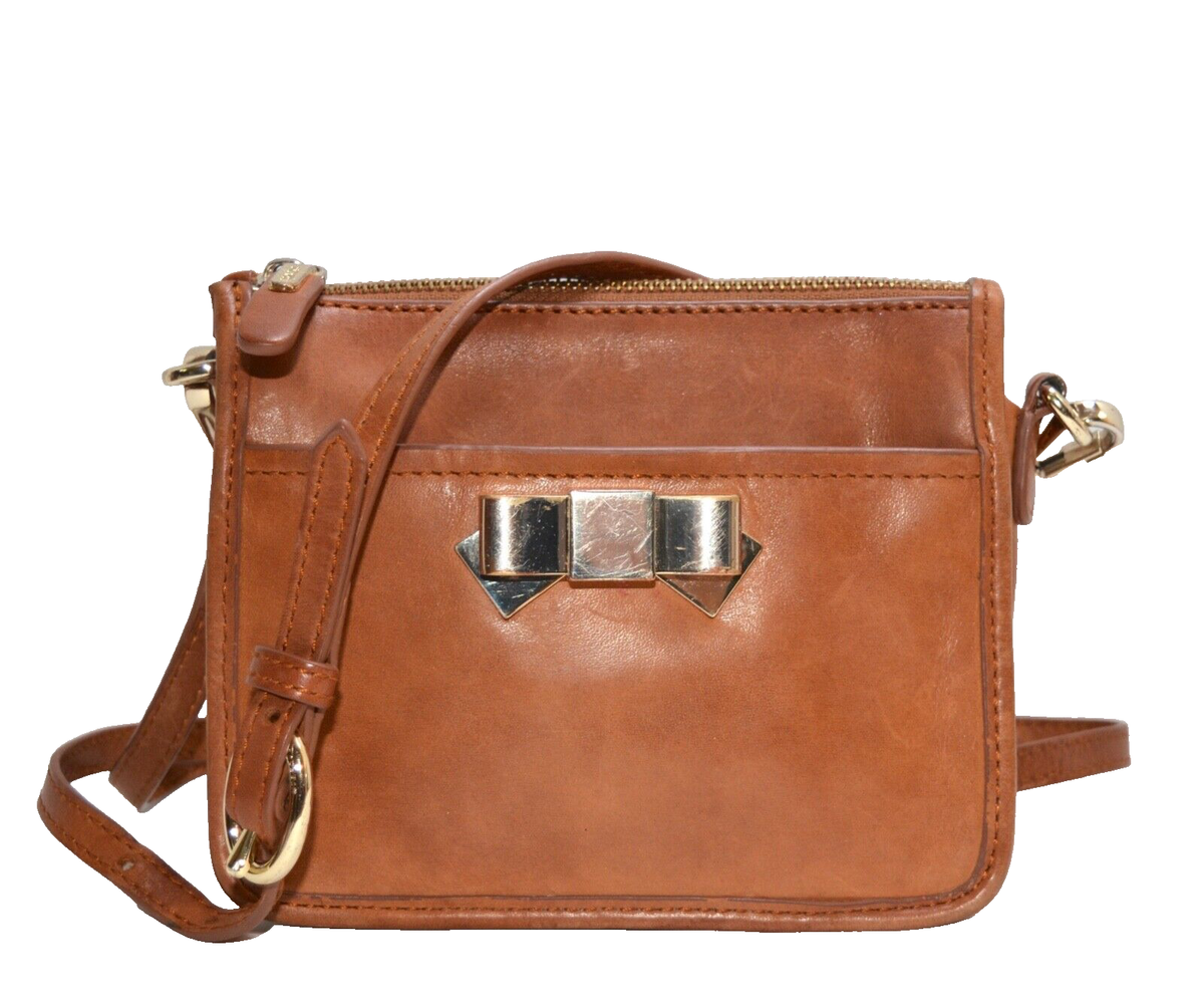 Uterque Small Crossbody Bag Tan Thick Leather Handbag Purse