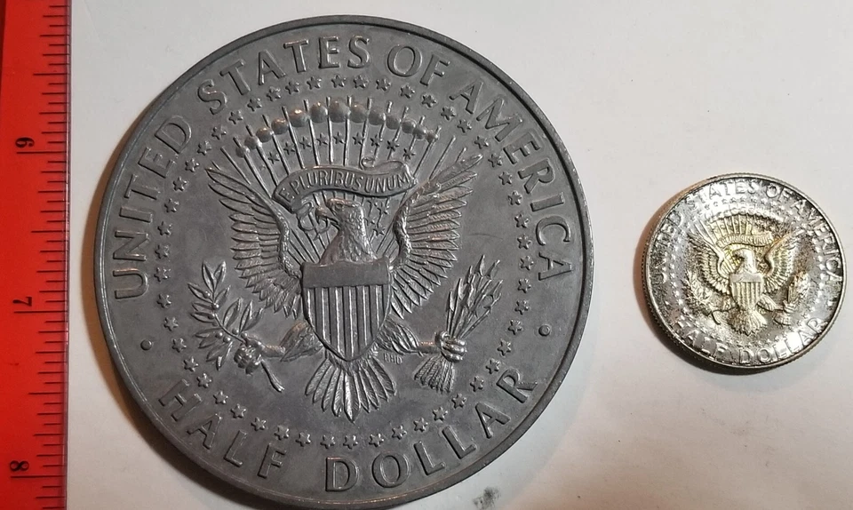 Kennedy 3" Metal Medallion 1964 Novelty Coin Half Dollar Design - Image 3 of 4