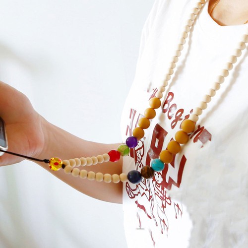 Wooden Bead Silicone Necklace Phone Strap Wrist Anti Theft Lanyard - Zdjęcie 11 z 12