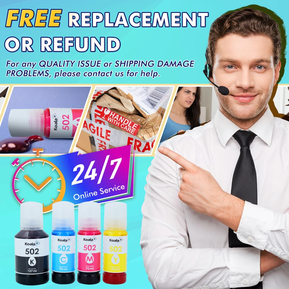 8PK Bulk Koala Ink Compatible 502 Ink ET 4760 2850 2760 3760 4850 2750 522 2803 - Image 2 of 4