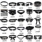 Mens Womens Gothic Punk Black Spiked Stud Choker Faux Leather Neckband Collar