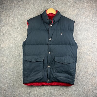 GANT Gilet Mens Medium Down Puffer Reversible Feather Filled Vest Jacket  Padded